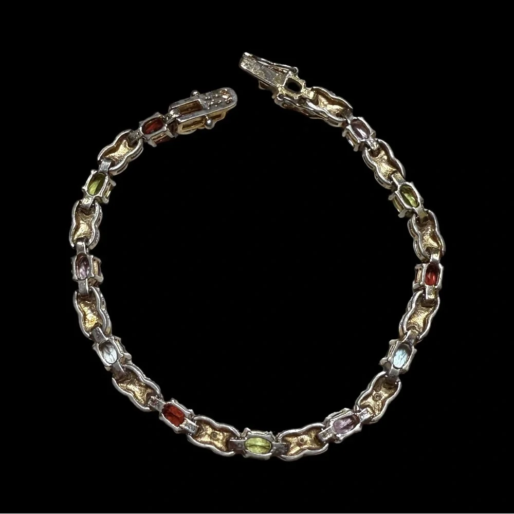 Elegant Multicolor Gemstone Diamond Bracelet